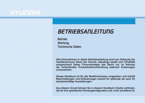 Bild des Covers einer Hyundai Betriebsanleitung